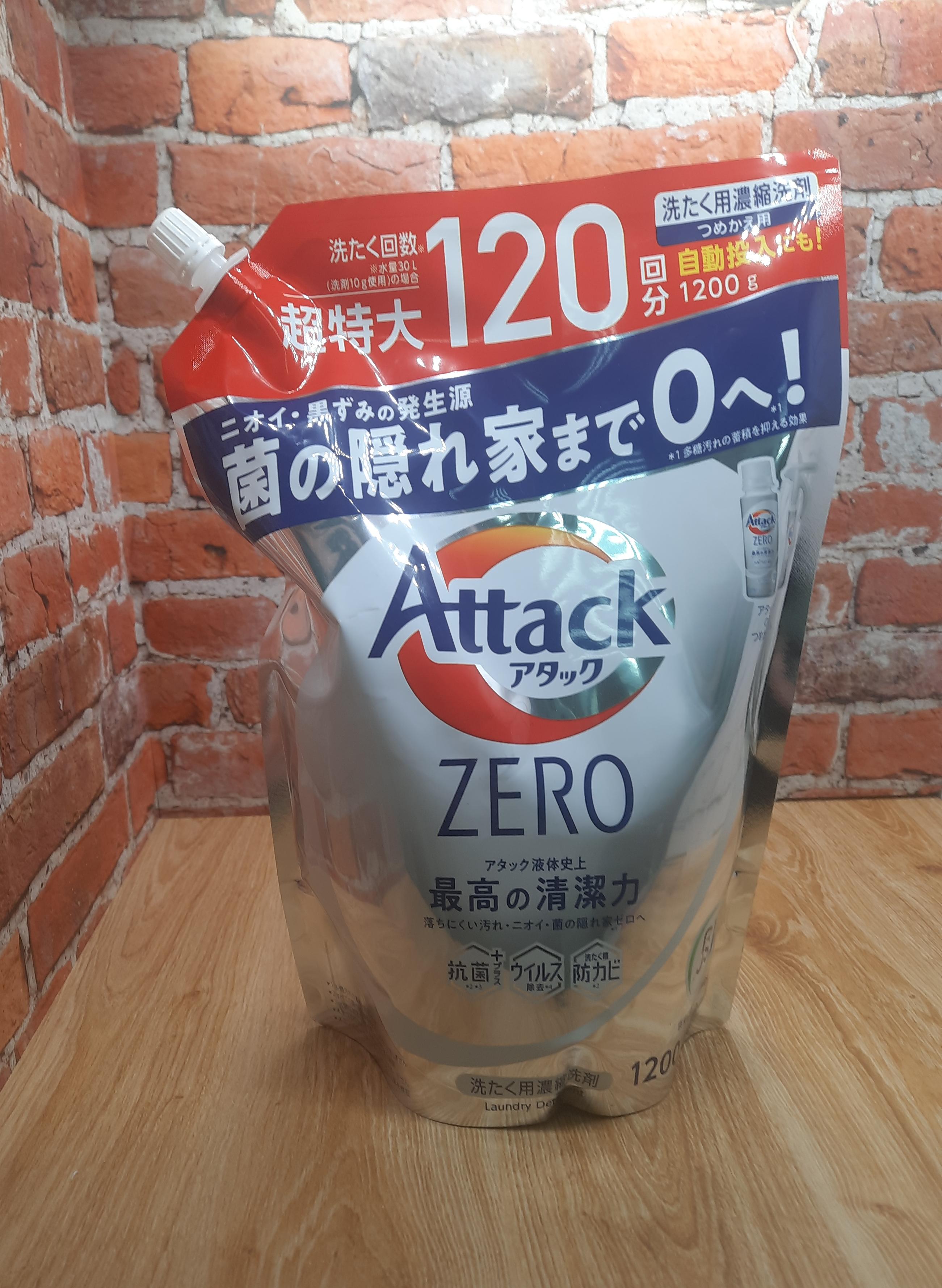 Kao Attack Zero One Суперконцентрированный гель для стирки Листва и Морской бриз 1200 гр в мягкой упаковке