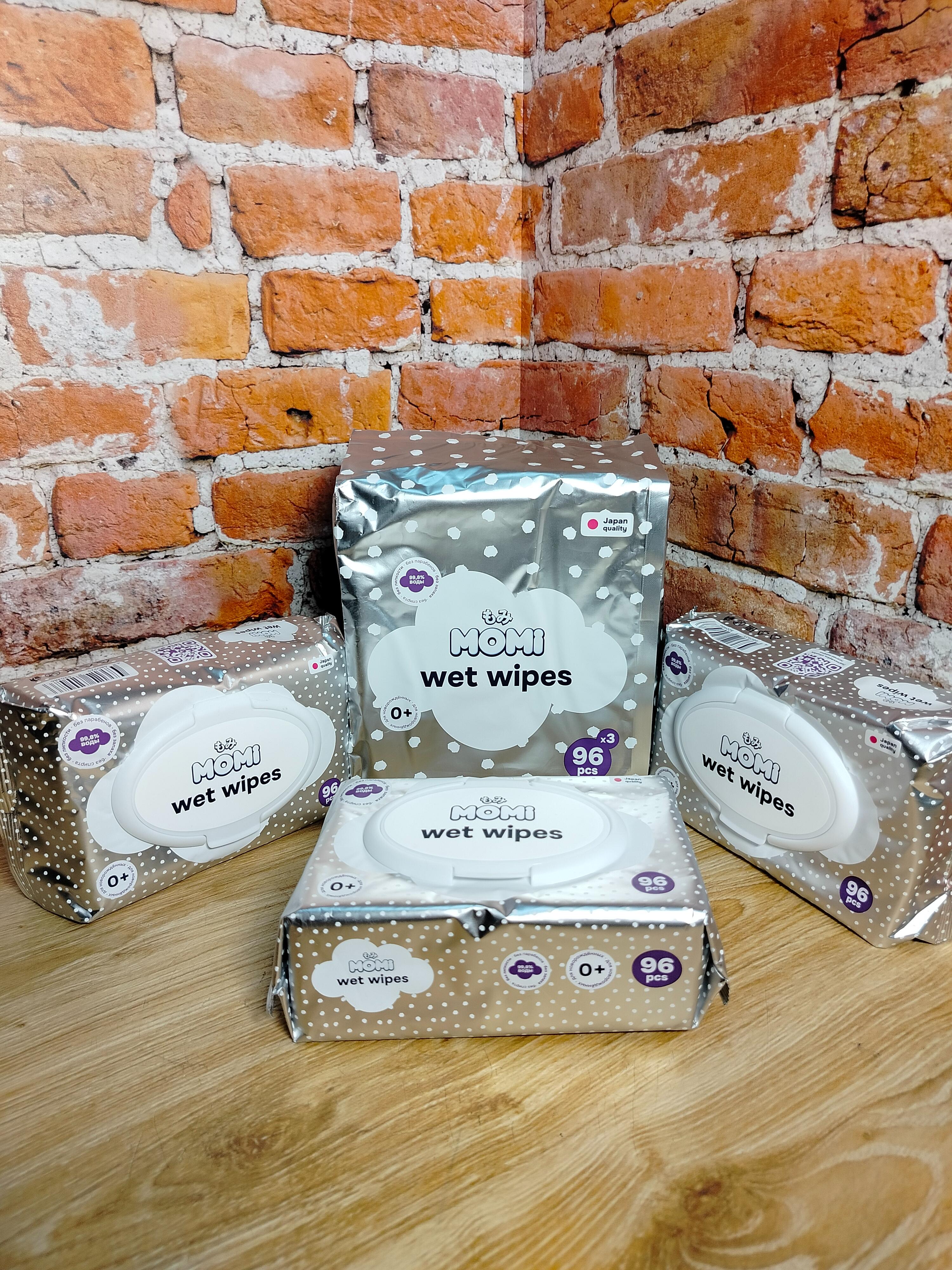 Momi Влажные салфетки 15*21 см 96 шт 3 упаковки