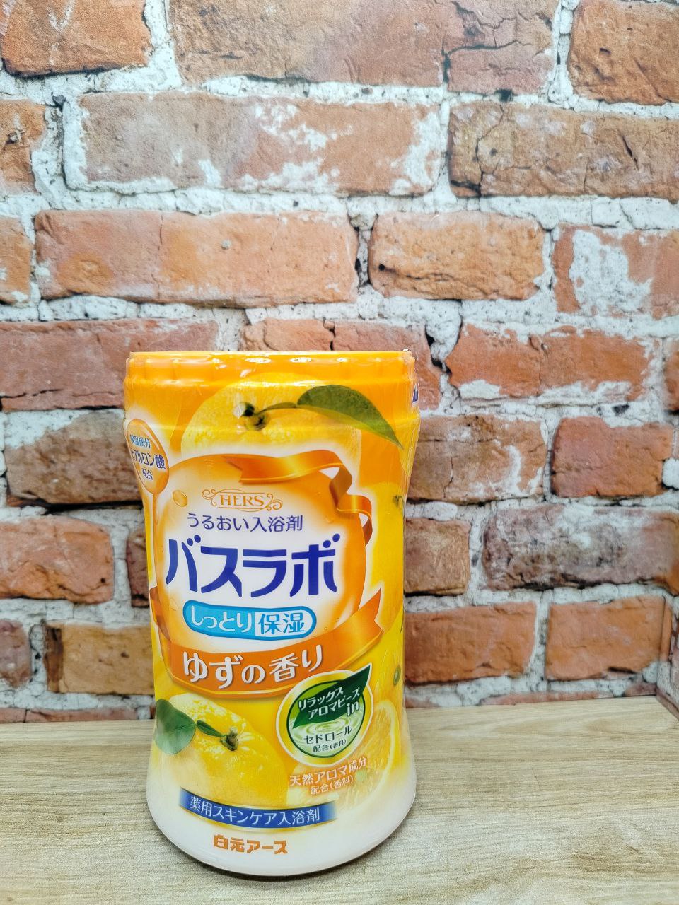 Hakugen Earth HERS Bath labo Соль для ванны увлажняющая с восстанавливающим эффектом и гиалуроновой кислотой Юдзу Банка 540 гр