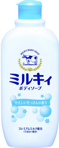 Cow Brand Milky body soap Жидкое мыло для тела с керамидами и молочными протеинами аромат цветочного мыла 300 мл