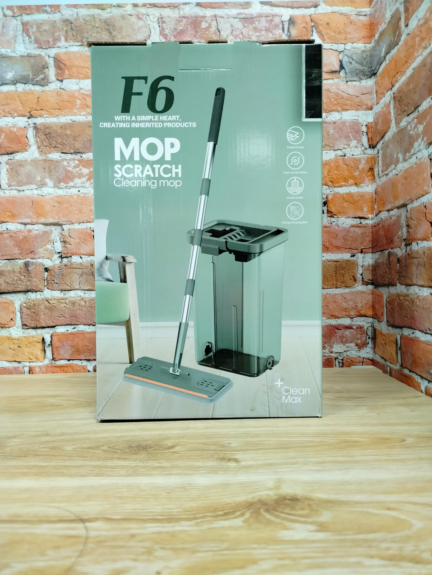 F6 Комплект Швабра с насадкой из микрофибры + ведро для отжима прозрачное