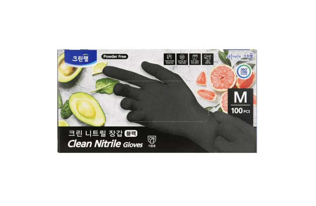 Clean Wrap Перчатки нитриловые неопудренные Черные 100 шт Размер М
