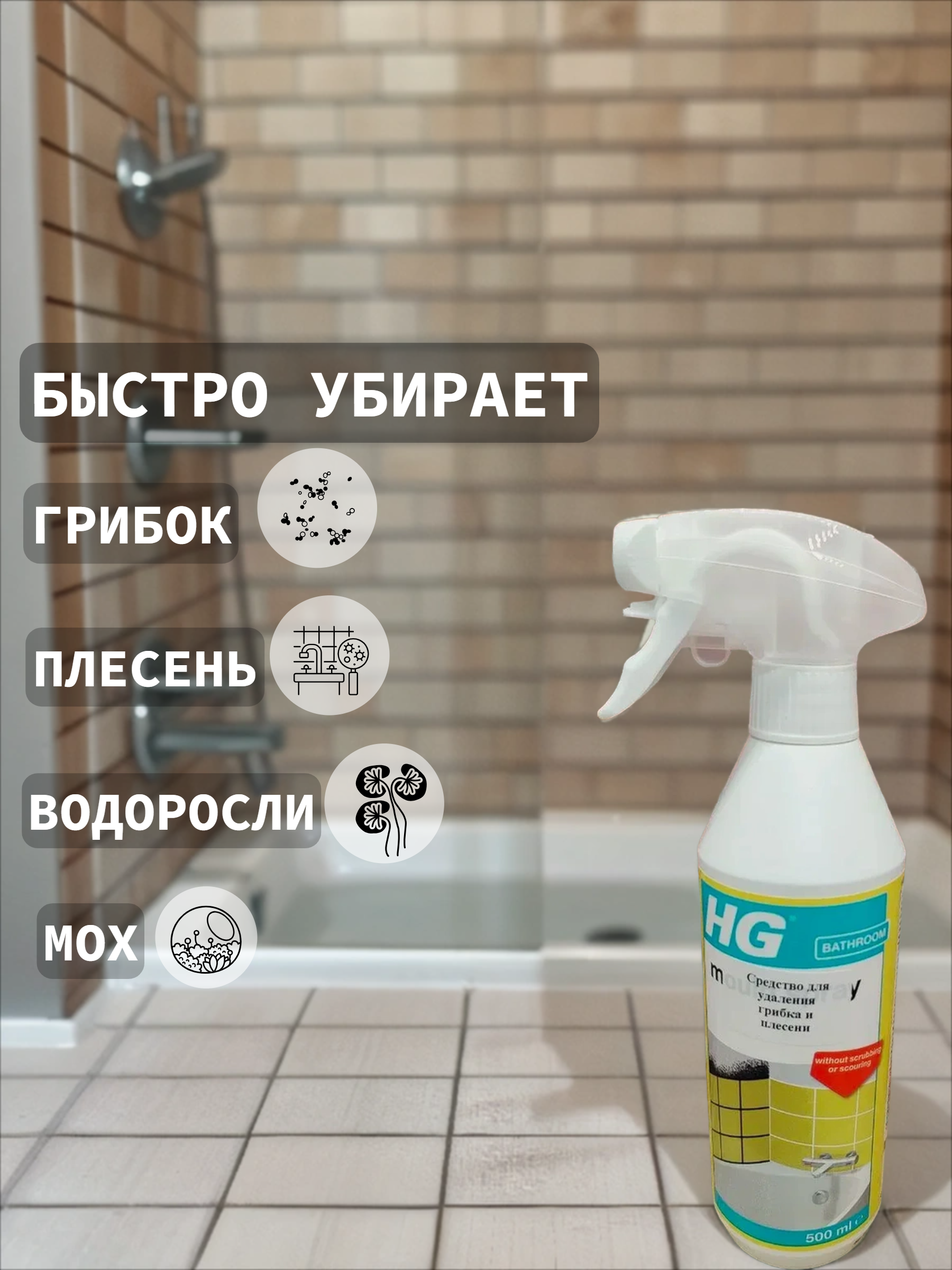 HG Средство для удаления грибка и плесени 500 мл с распылителем
