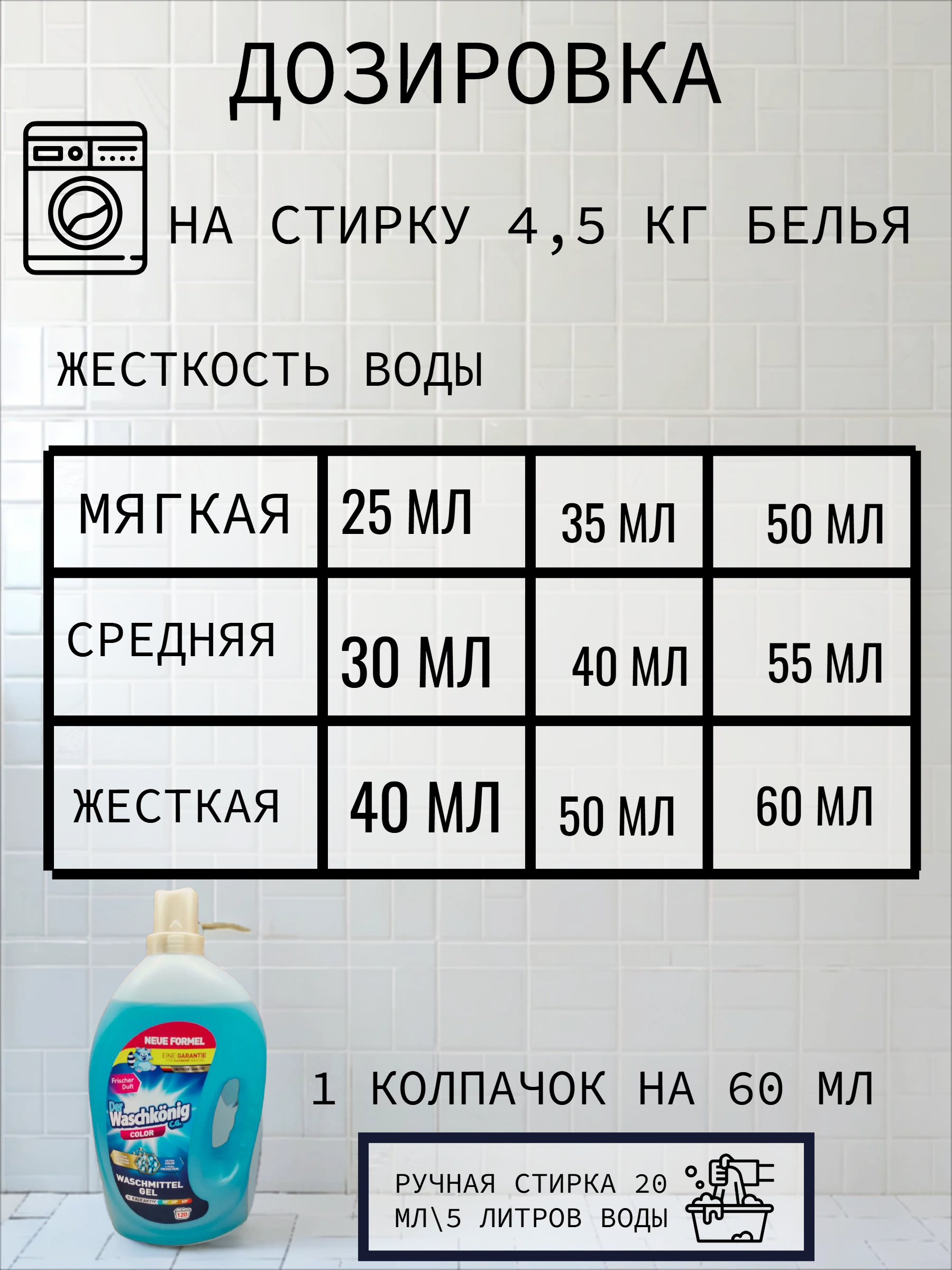 Der Waschkonig C.G. Waschmitel Gel Color Гель для стирки цветных тканей 3 л на 120 стирок