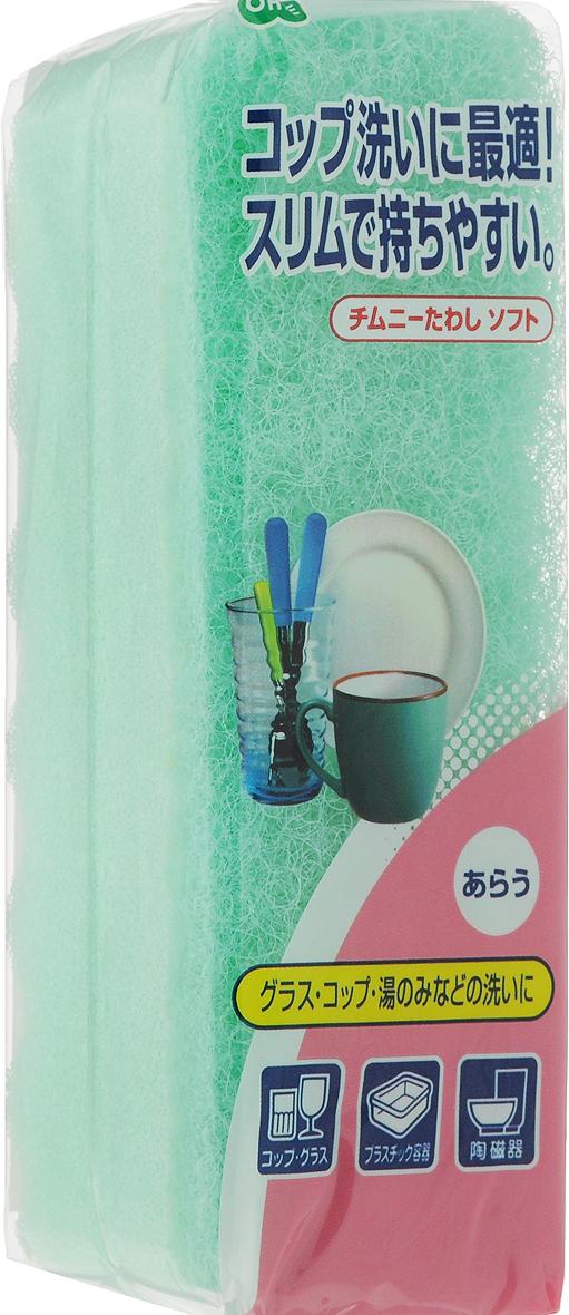 Ohe Губка для мытья посуды двухслойная узкая с верхним слоем средней жесткости