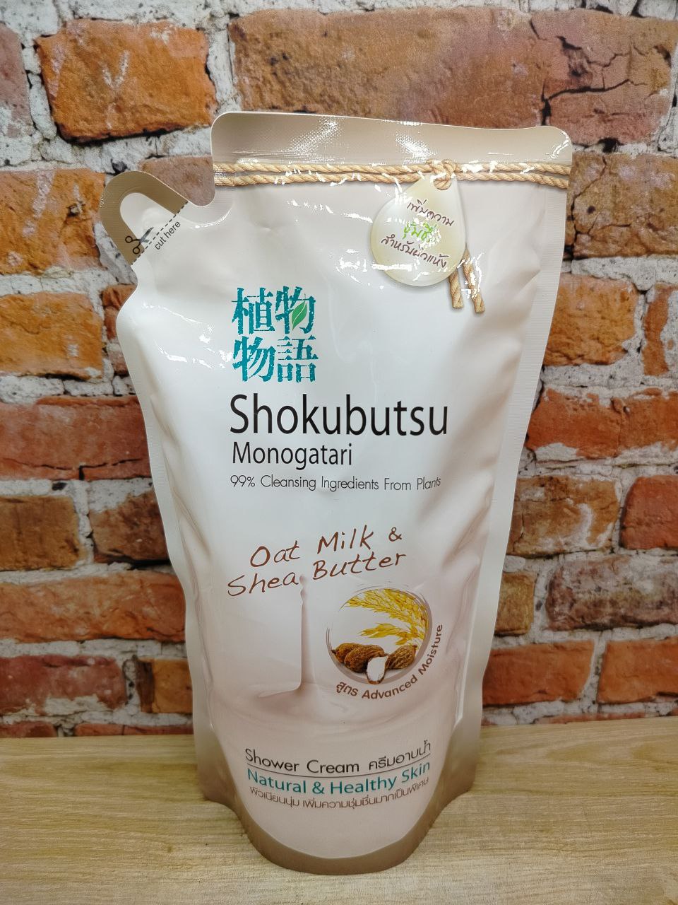 Lion Shokubutsu Крем-гель для душа Овсяное молочко и масло ши 500 мл запасной блок