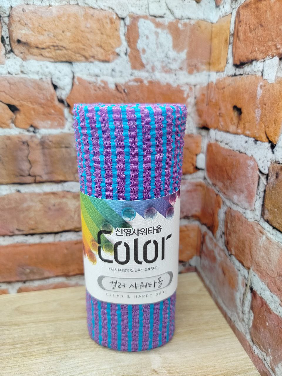 SY Color Clean & Happy Мочалка для тела нейлоновая полосатая 28*95 см средней жесткости