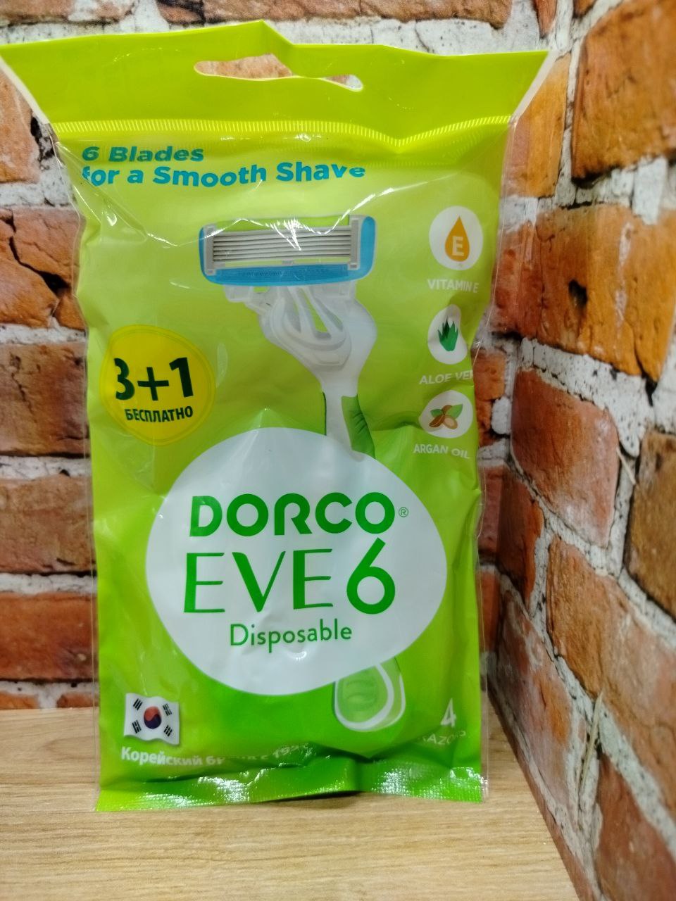 Dorco Eve 6 Disposable Одноразовые женские бритвенные станки 6 лезвий с плавающей головкой 3+1 шт