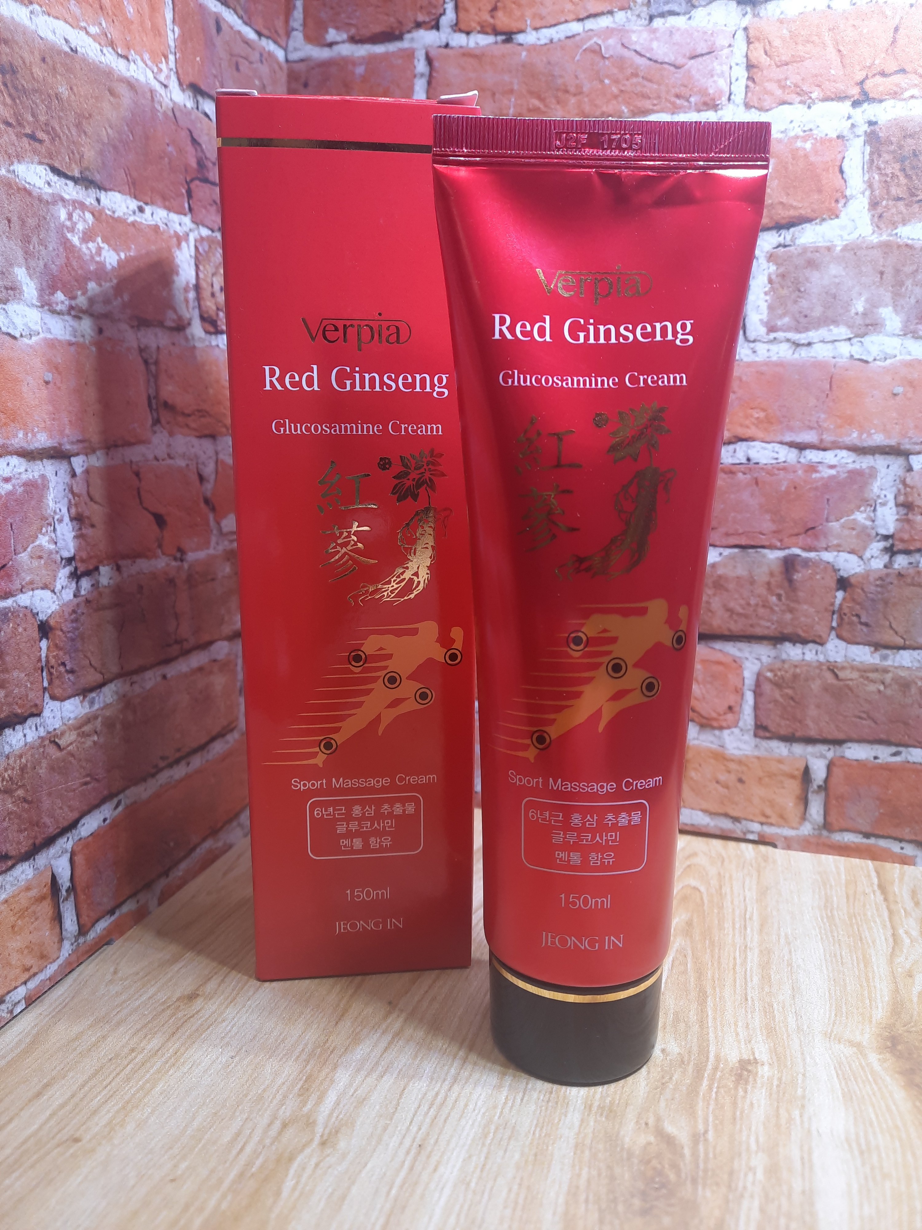 Jeong In Verpia Red Ginseng Glucosamine Cream Крем обезболивающий с красным женьшенем и глюкозамином 150 гр