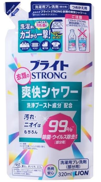 Lion Bright Strong Гель-отбеливатель для стройких загрязнений точечного нанесения Супер Яркость с антибактериальным эффектом 320 мл запасной блок
