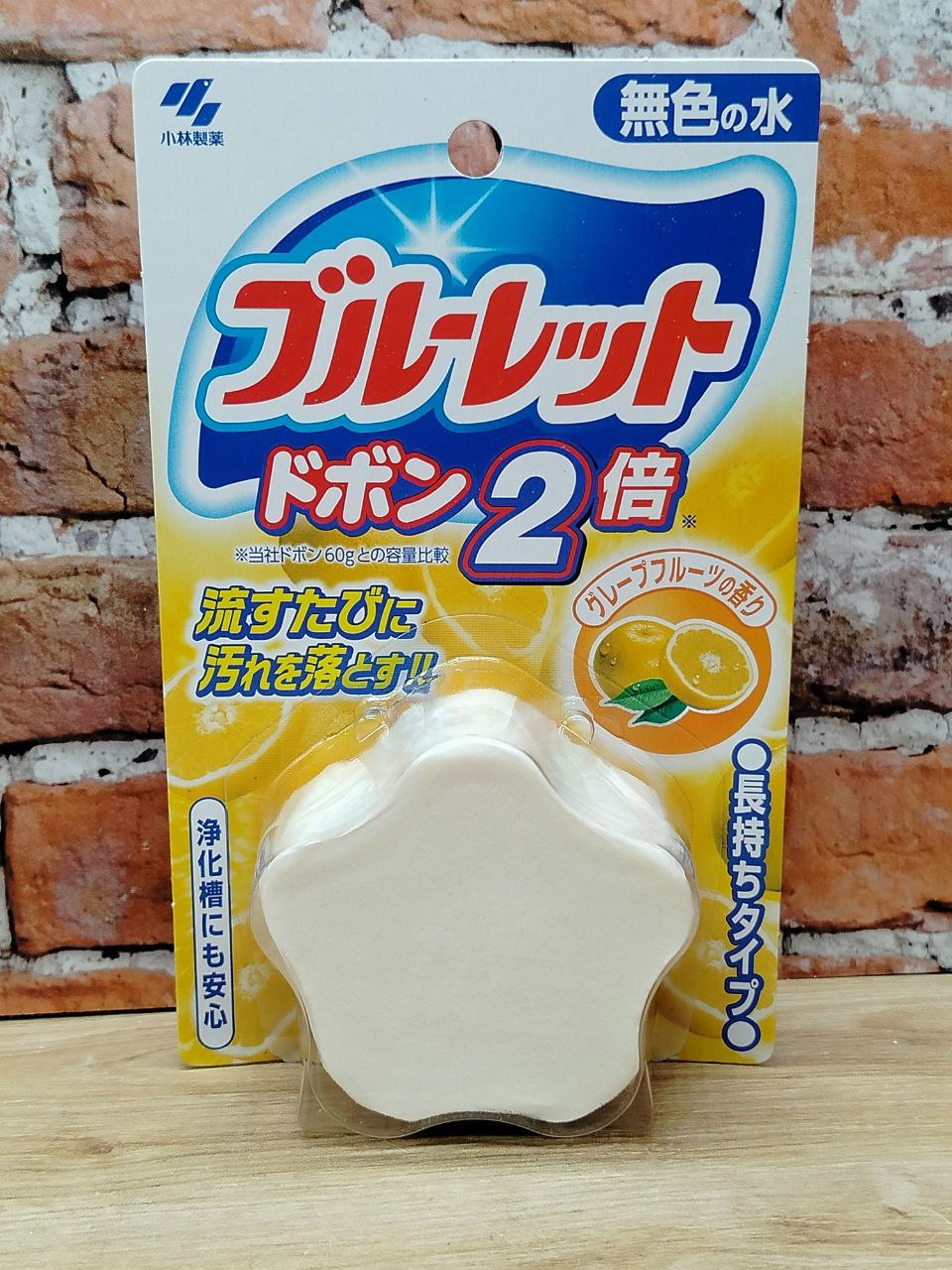 Kobayashi Bluelet Dobon W Двойная очищающая и дезодорирующая таблетка для бачка унитаза с ароматом грейпфрута 120 гр