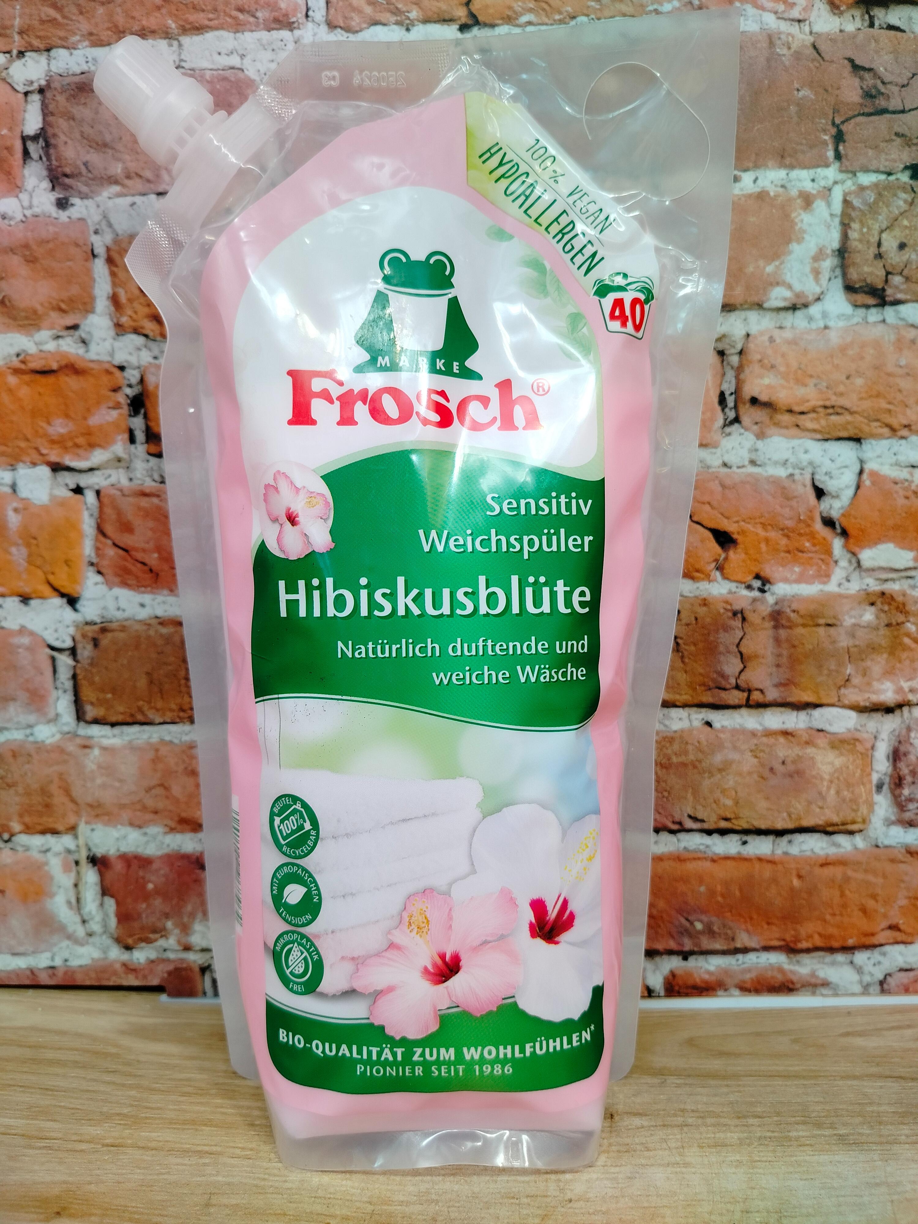 Frosch Концентрированный ополаскиватель для белья Гибискус 1 л на 40 стирок в мягкой упаковке