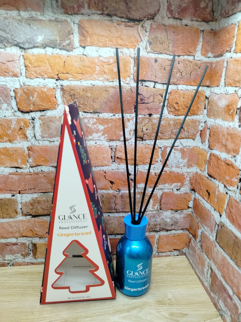 Glance Professional Reed Diffuser Merry Christmas & Happy New Year Gingerbread Ароматический диффузор для дома с палочками Имбирный пряник 110 мл