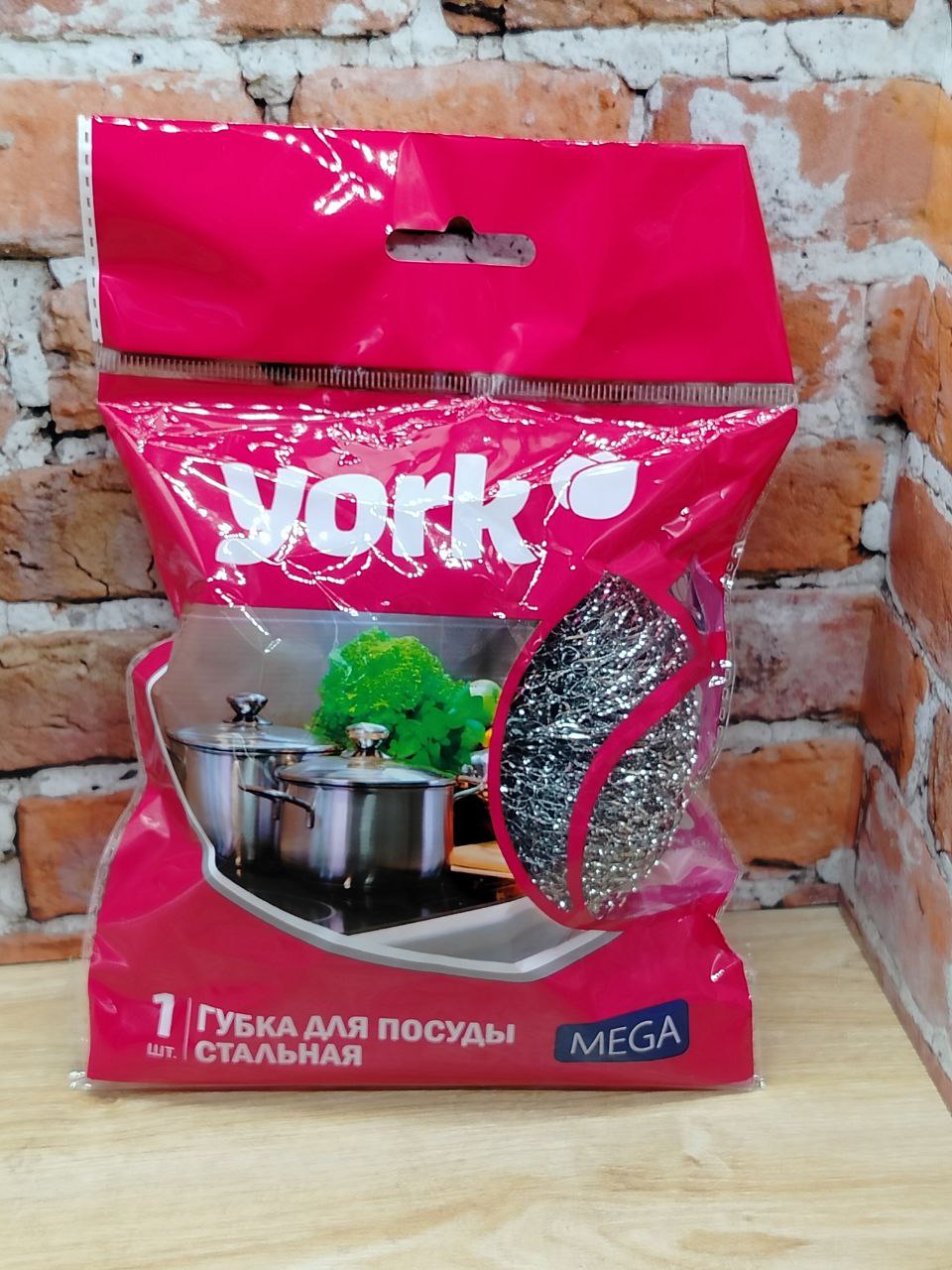 York Стальная мочалка для посуды Мега 40 гр
