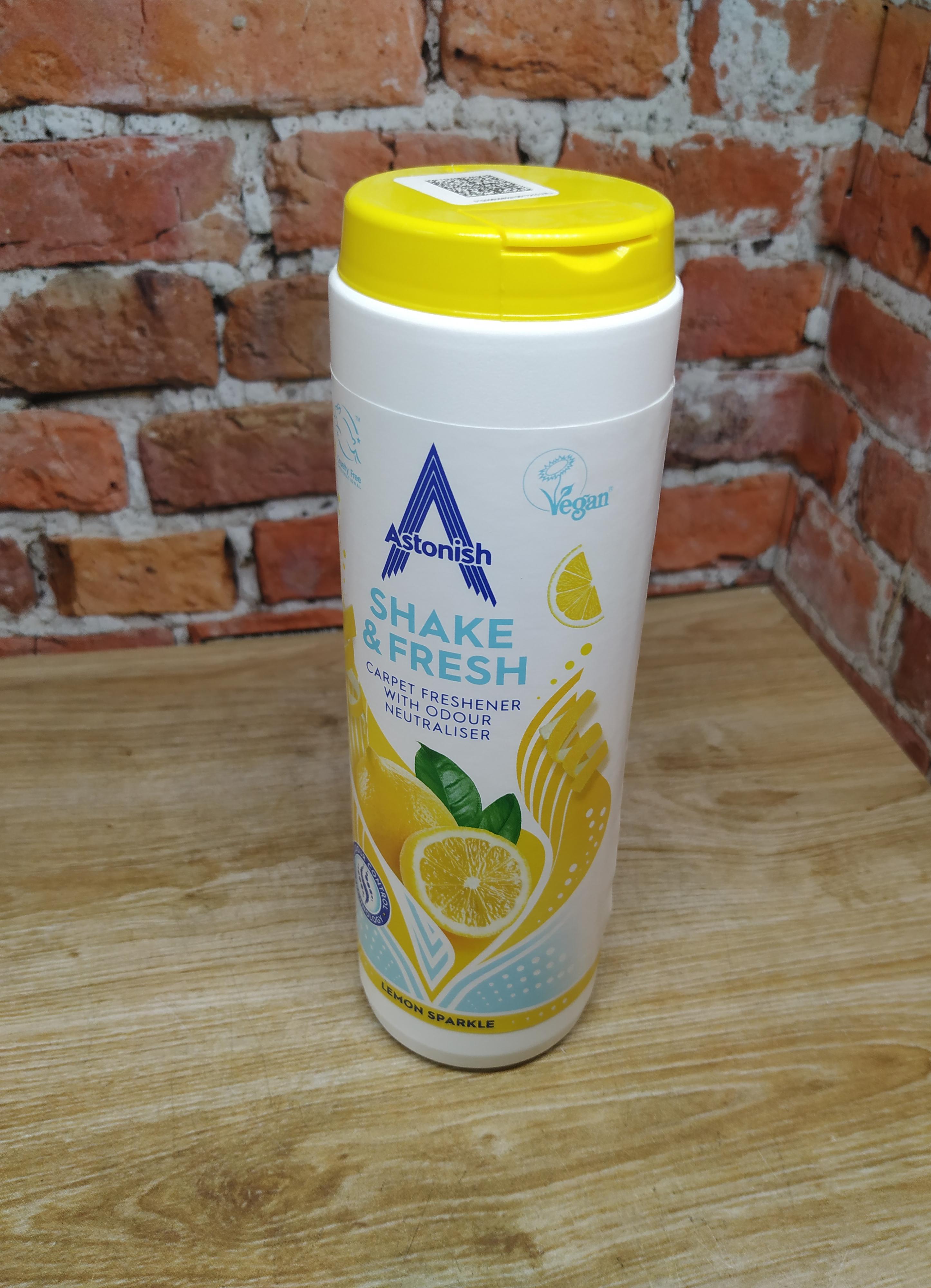 Astonish Shake & Fresh Carpet Freshener Lemon Sparkle Средство чистки ковров с эффектом удаления неприятных запахов с ароматом Лимонные искры 350 гр