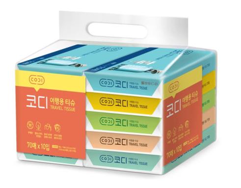 SsangYoung Codi Travel Tissue Салфетки бумажные двухслойные 210*153 мм 70 листов 10 упаковок