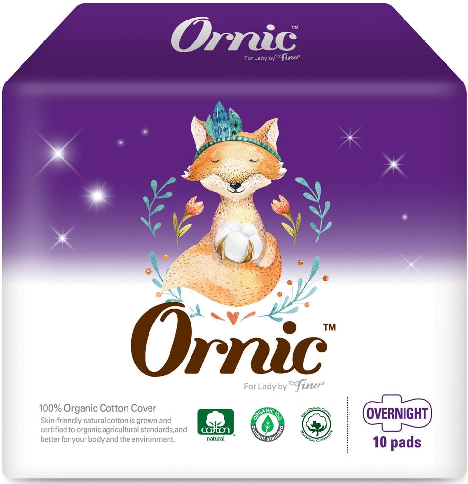 SsangYoung Ornic Fino Overnight Классические ночные гигиенические прокладки с крылышками Макси 34 см 10 шт