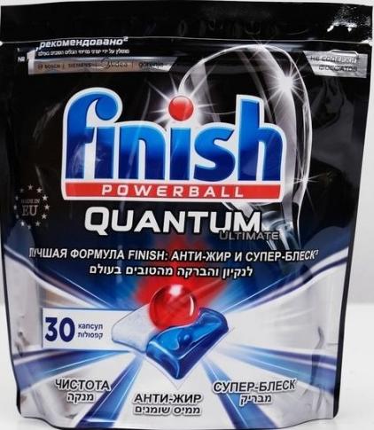Finish PowerBall Quantum Ultimate Капсулы для посудомоечной машины 30 шт в zip-пакете