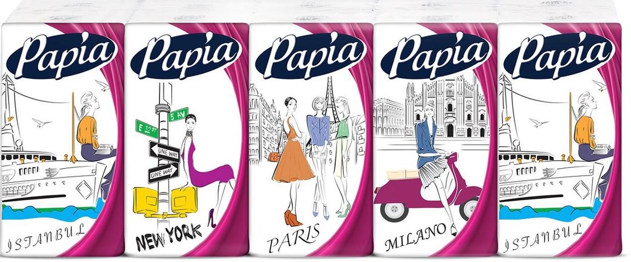 Papia Classic Носовые платочки четырёхслойные 10 шт 10 упаковок