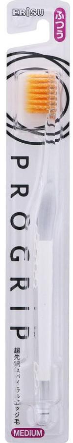 Ebisu Зубная щетка компактная с 4-ех рядной щетиной и тонкими шестигранными спиральными щетинками Средей жесткости