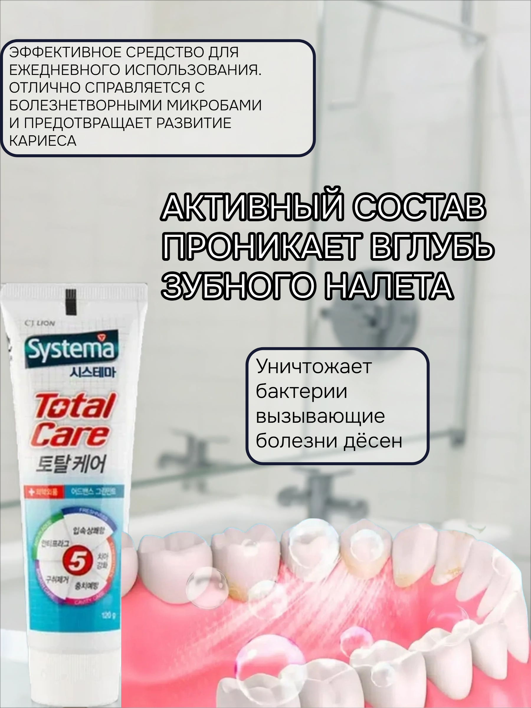 Lion Systema Зубная паста для полной защиты, с ароматом зеленой мяты 120 гр