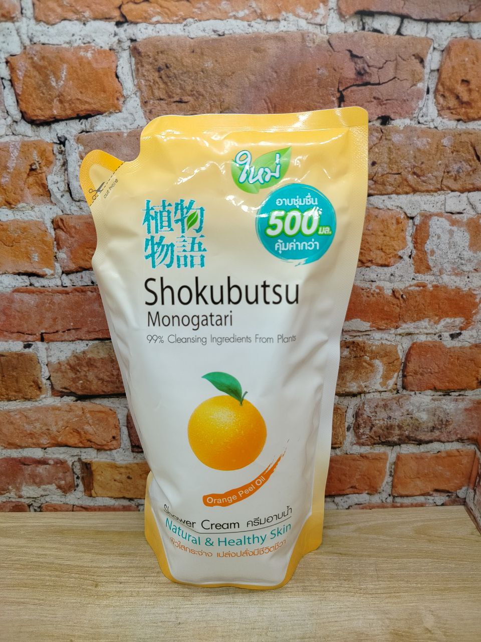 Lion Shokubutsu Крем-гель для душа с апельсиновым маслом 500 мл запасной блок