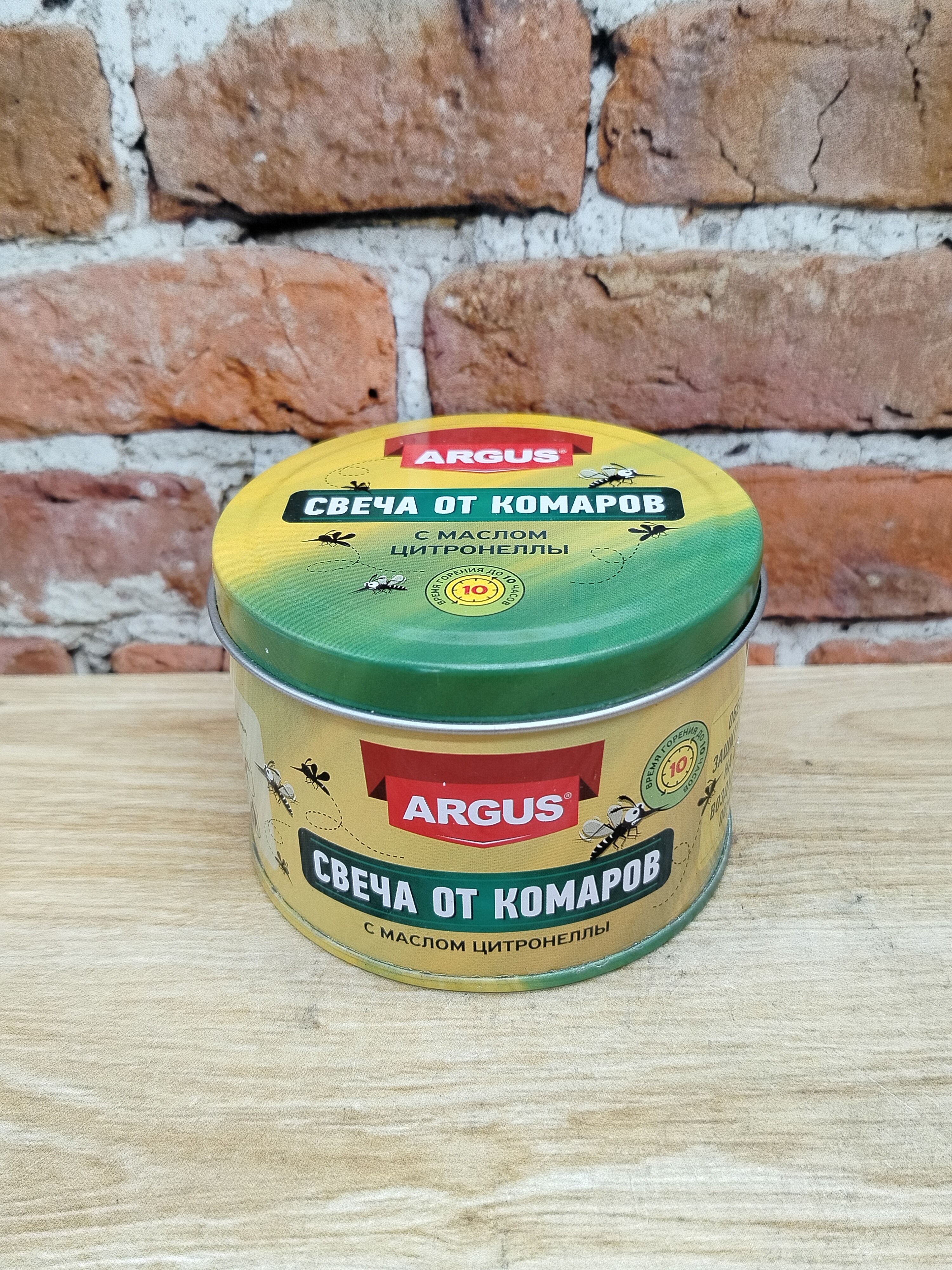 Argus Garden Свеча от комаров с натуральным маслом цитронеллы в банке 80 гр