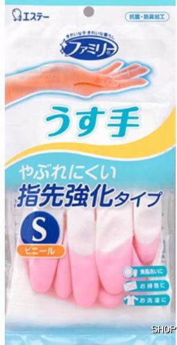 ST Family Перчатки из винила для бытовых и хозяйственных нужд средней толщины, размер S (розовые)