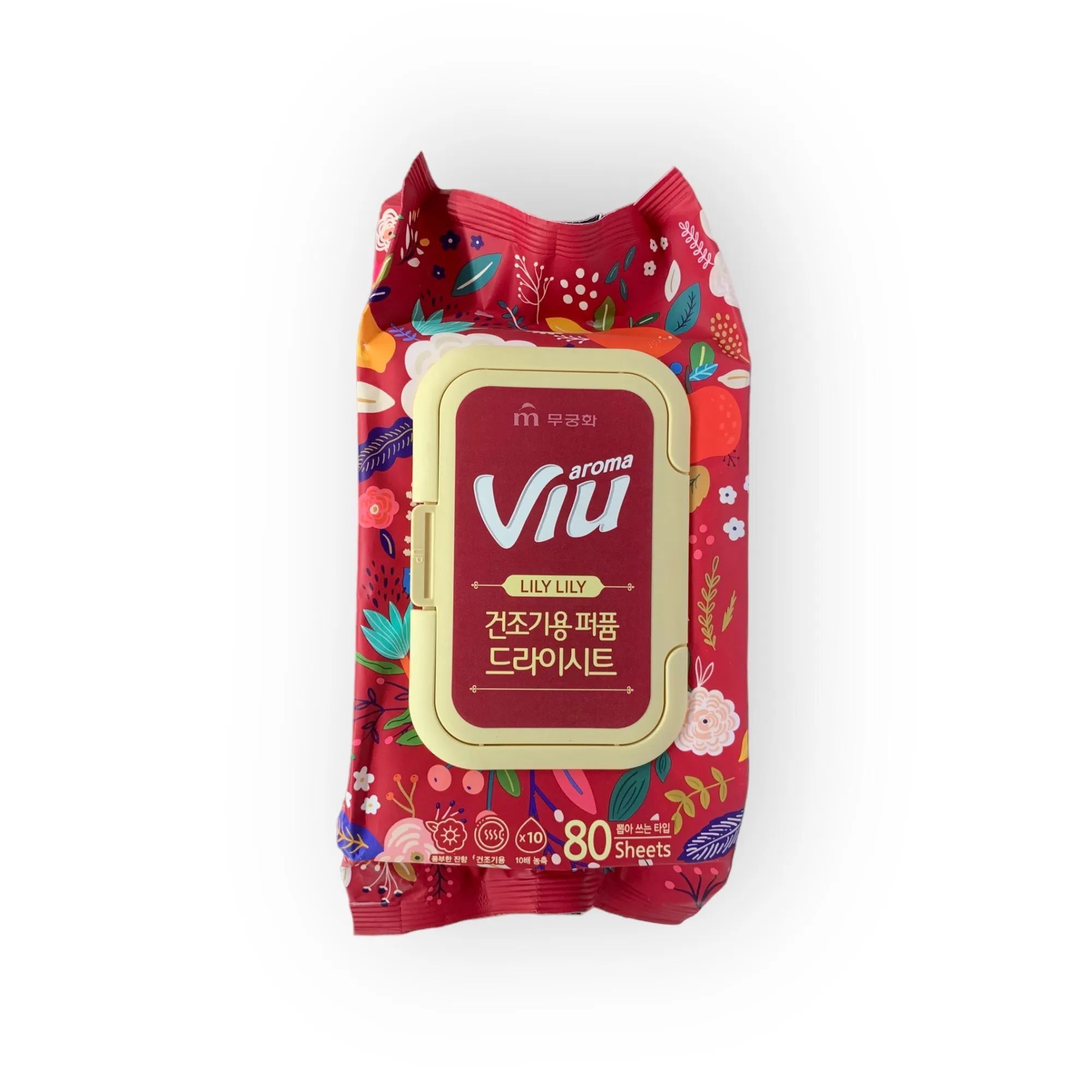 Mukunghwa Aroma Viu Lily Liky Парфюмированные салфетки-кондиционер для сушки и хранения белья Лилия и яблоко 80 шт