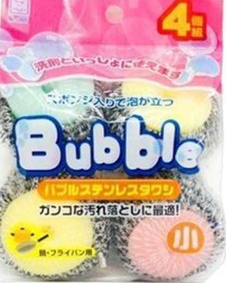 Kokubo Набор кухонных губок со стальной спиралью в сеточке 4шт