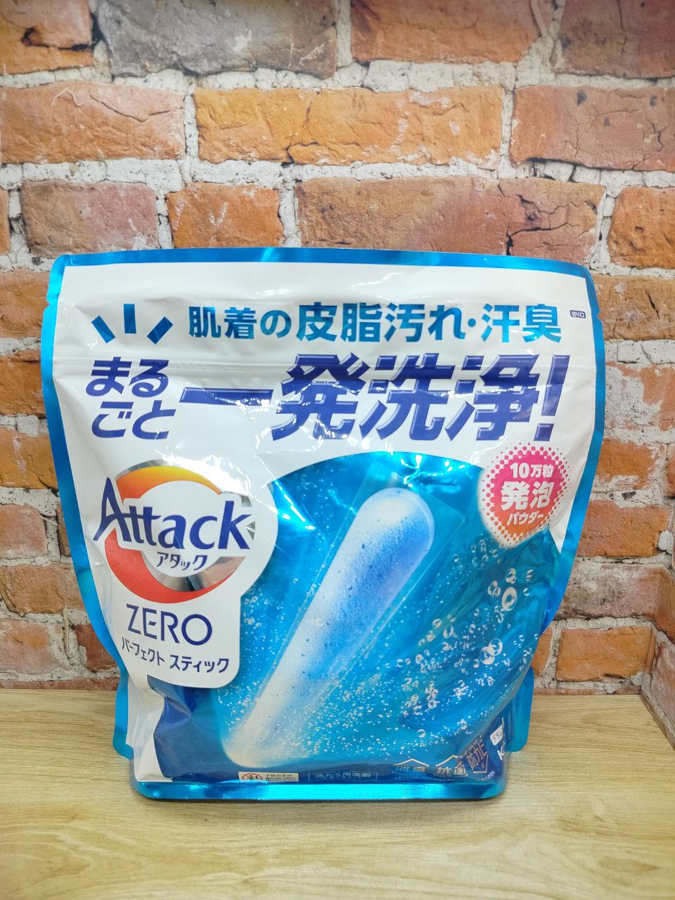 Kao Attack Zero Perfect Stick Стиральный порошок концентированный в стиках антибактериальный с ароматом свежей зелени 55 шт 715 гр