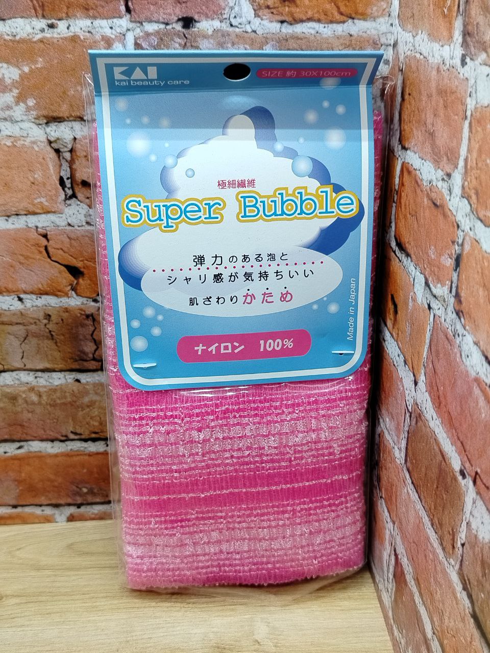 Kai Super Bubble мочалка для тела массажная жесткая ярко-розовая