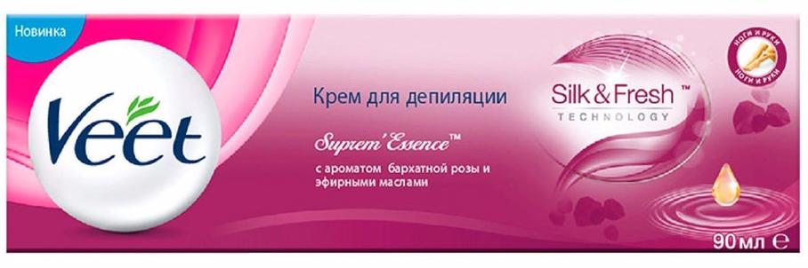 Veet Silk & Fresh Крем для депиляции с ароматом бархатной розы и эфирными маслами 90 мл
