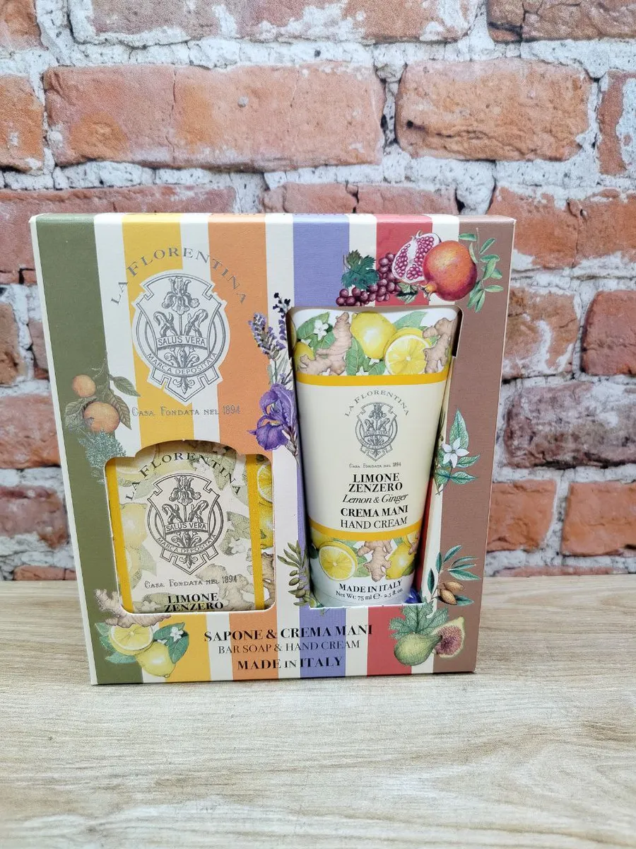La Florentina Box Set Bar Soap & Hand Cream Lemon & Ginger Набор на основе масел ши и оливы с экстрактами Лимона и Имбиря Мыло натуральное 106 гр + Крем для рук увлажняющий 75 мл