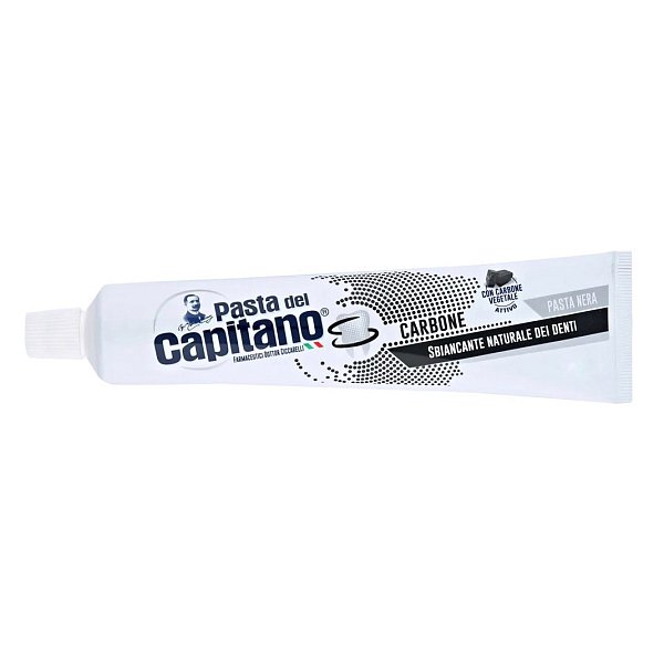 Pasta Del Capitano Black Whitener Chrcoal Зубная паста отбеливающая с углем 15 мл