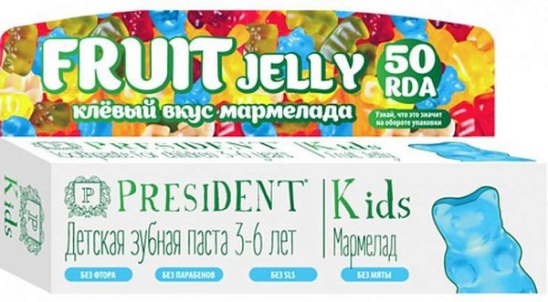 PresiDENT Kids Детская зубная паста 3-6 лет Мармелад 30 мл